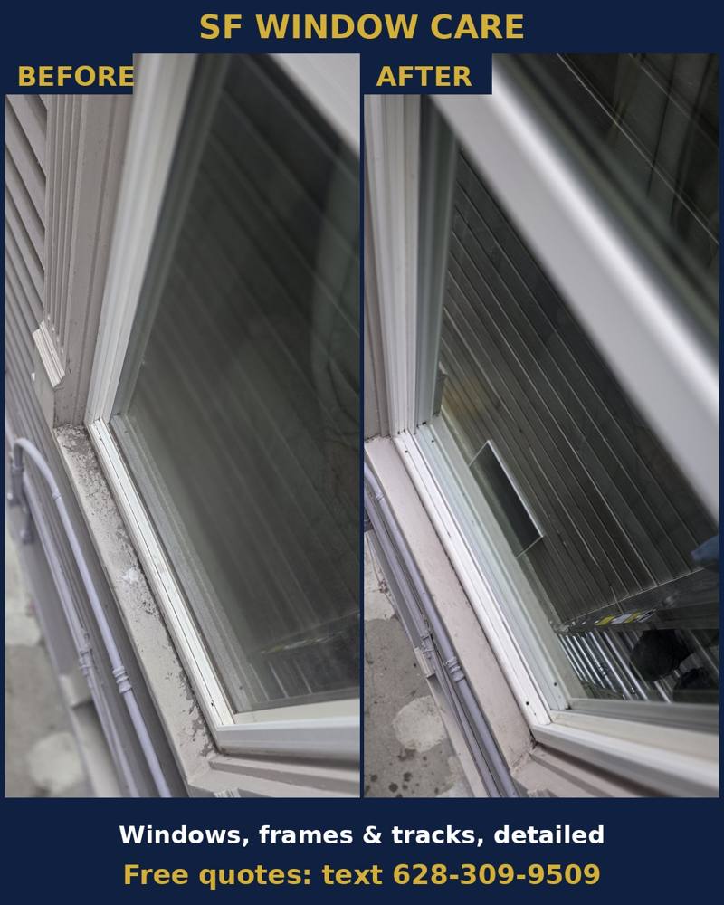 Window sill before and after cleaning